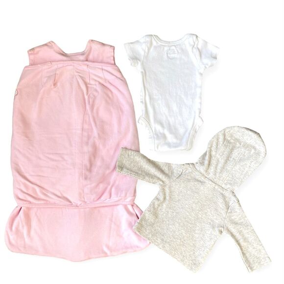 Newborn Baby Girl 0-3 Months Lot of 3 HALO Sleep Sack Blanket Bodysuit Hoodie - Picture 2 of 6